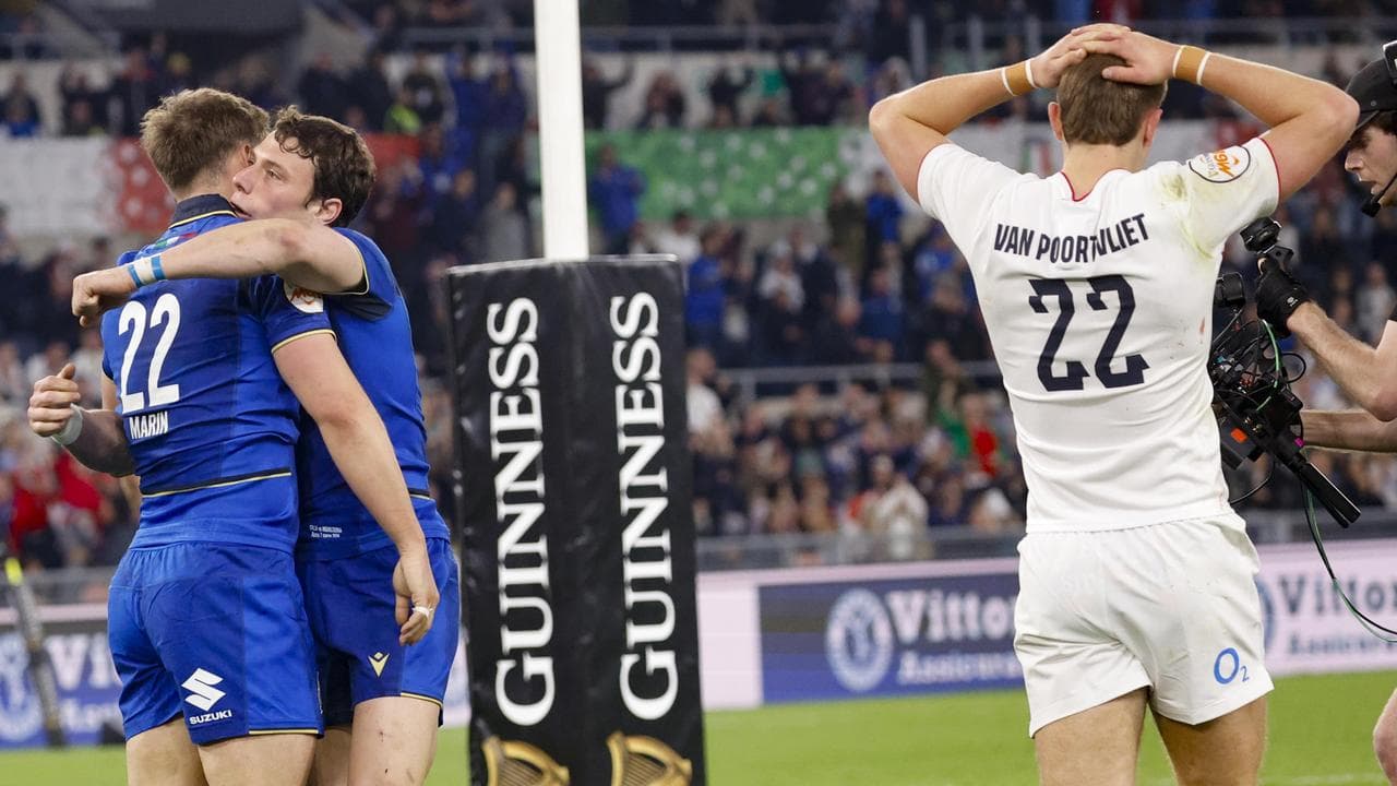 England slump to historic rugby defeat in Italy