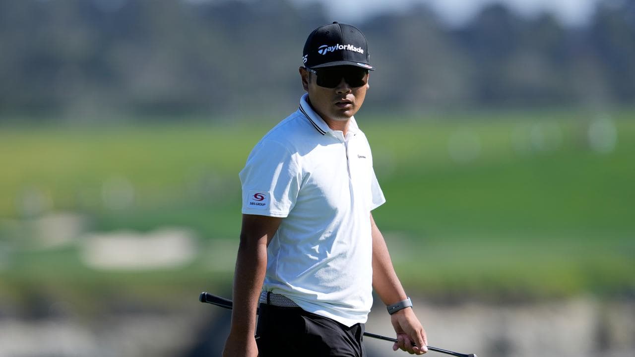 Hisatsune leads Pebble Beach, Scheffler struggles