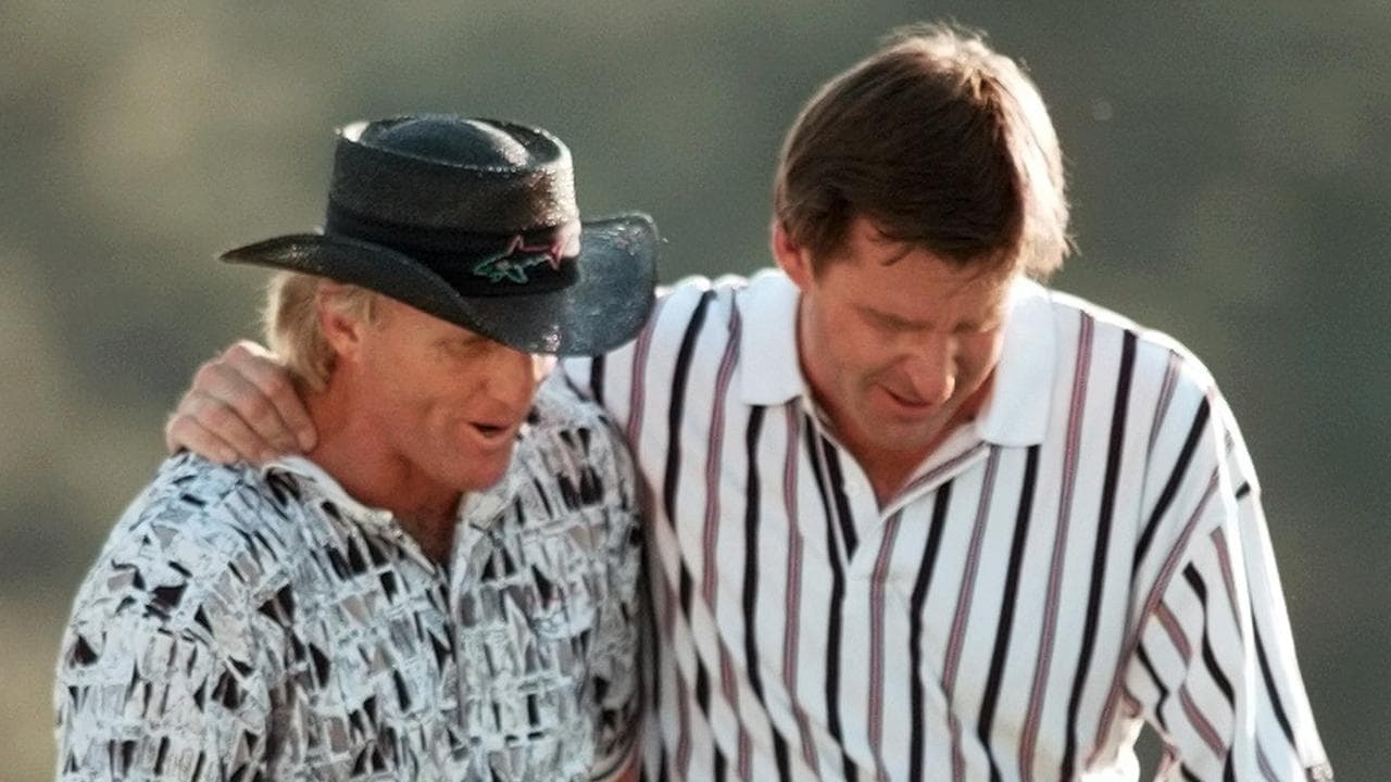 'Not talking about you know what': Faldo's Shark sledge as famous rivalry reignites